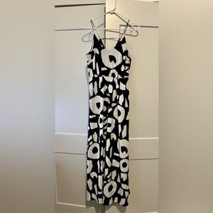Ann Taylor Loft Navy and White Geometric Print Maxi Dress